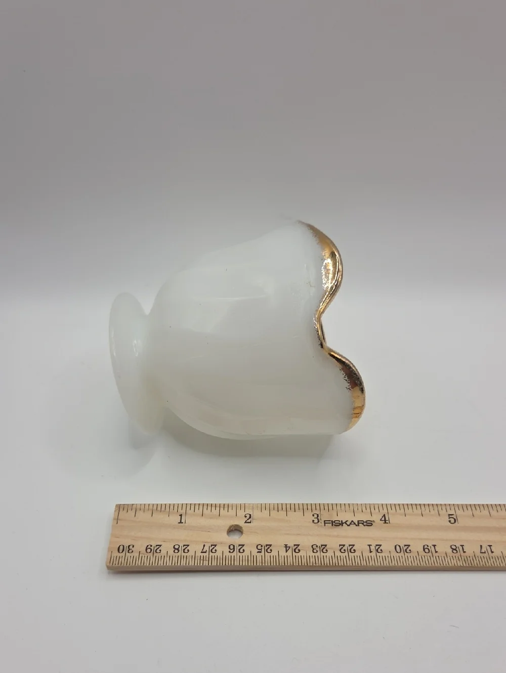 Fire King Milk Glass Creamer Gold Trim